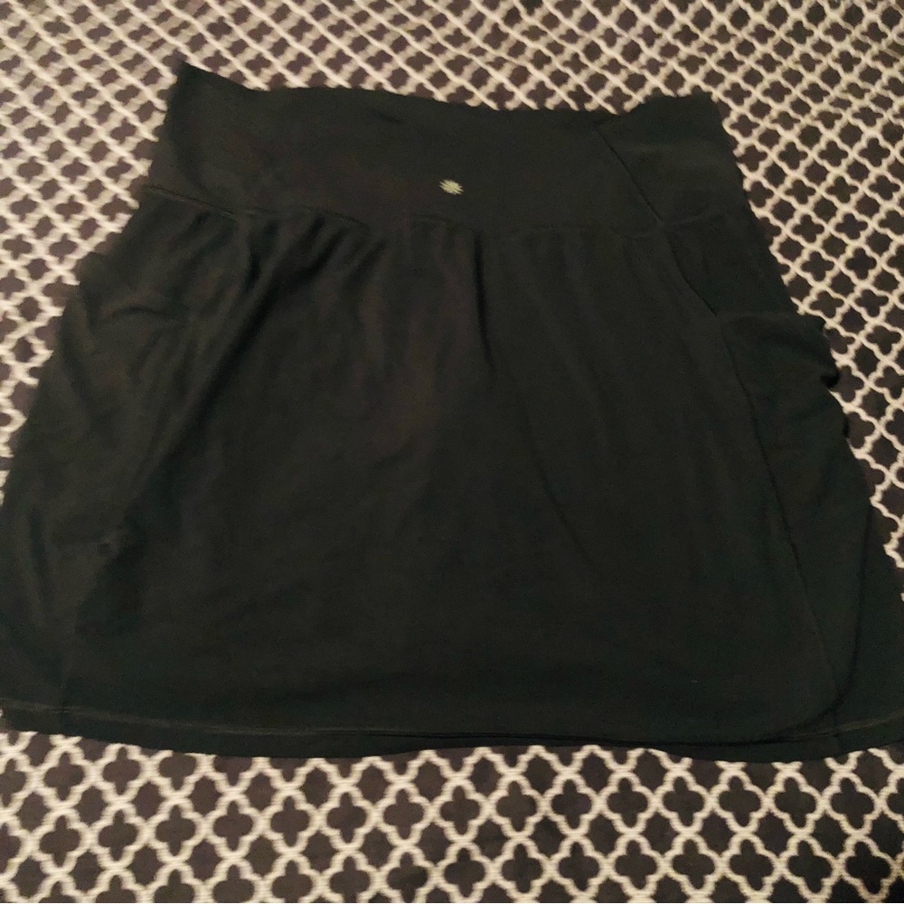 ATHLETA Run With It Skort Black Nylon Activewear Pockets Stretch Sz 1X K5